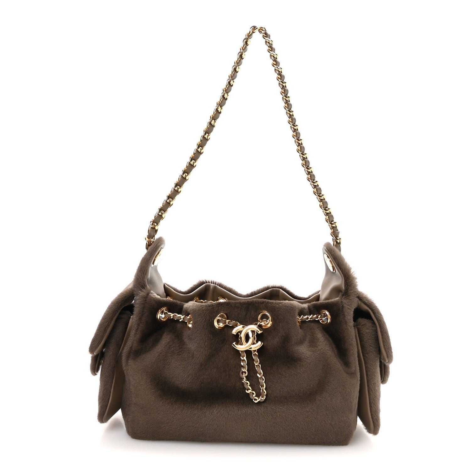 Chanel Pony Hair Mini Chanel 25 Handbag Dark Khaki