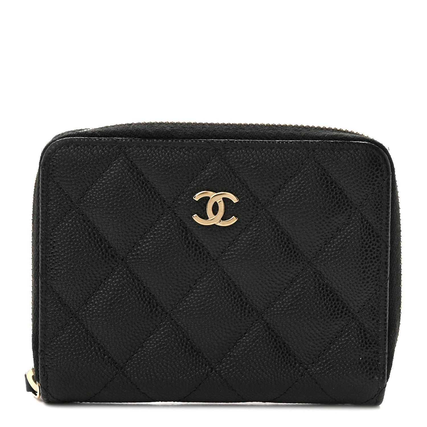 Chanel Caviar Quilted Small Zip Around Wallet Black