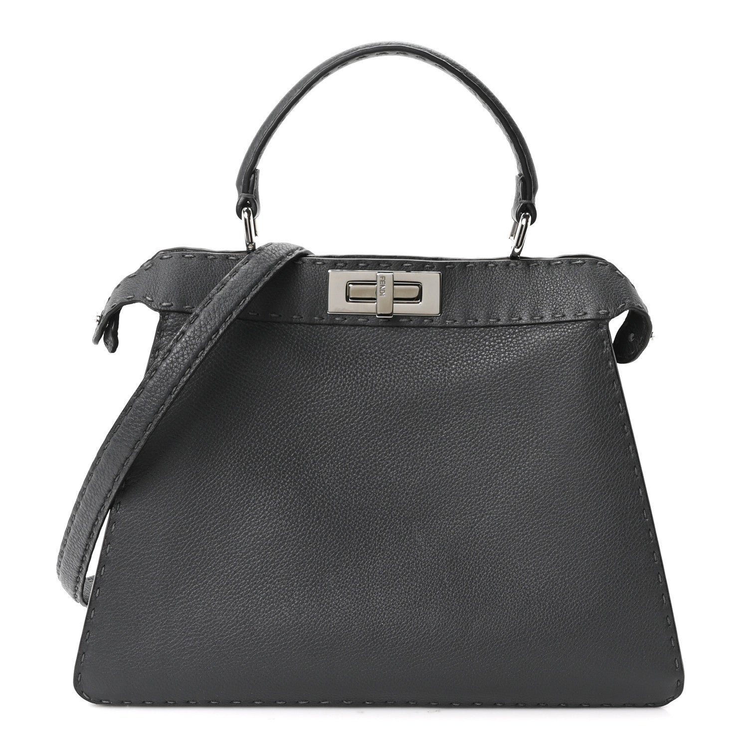 Fendi Cuoio Romano Selleria Chamois Medium Peekaboo I SEE U Satchel Asfalto Camelia