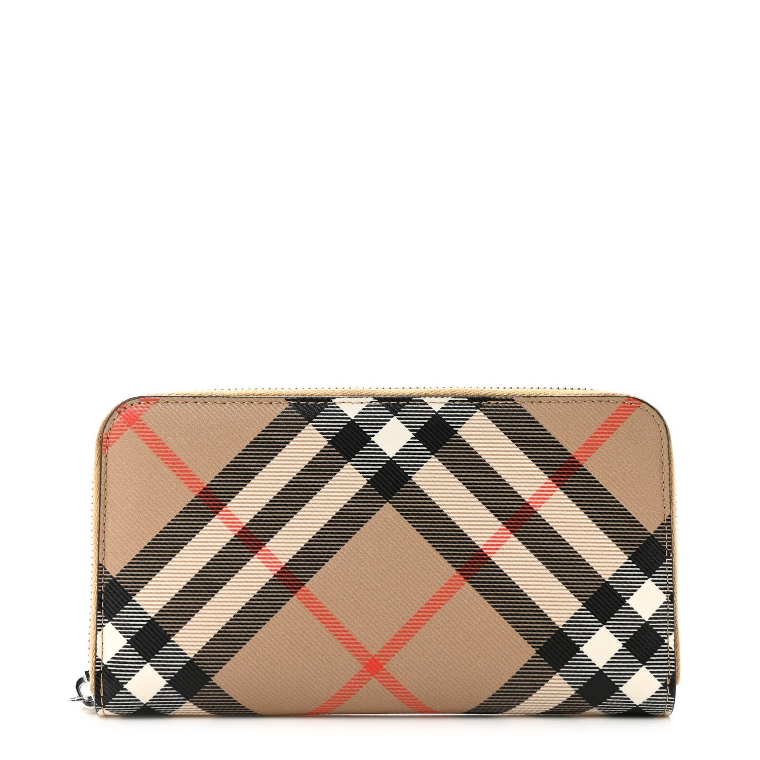 Burberry Supernova Check Zip Around Wallet Brown