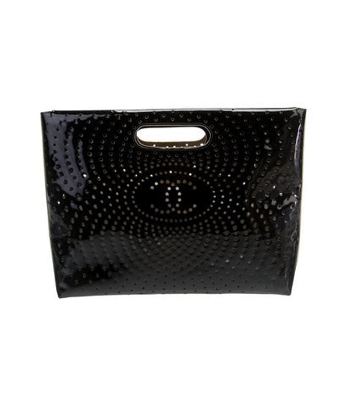Chanel Perforated Patent Cc Clutch