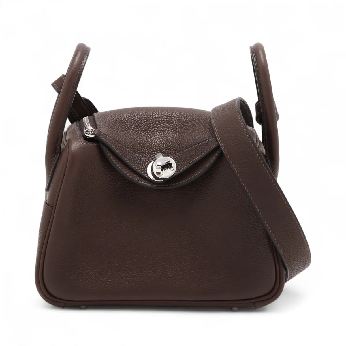 Hermès Lindy mini 20 Barenia Faubourg Ebène Silver Metal Fittings