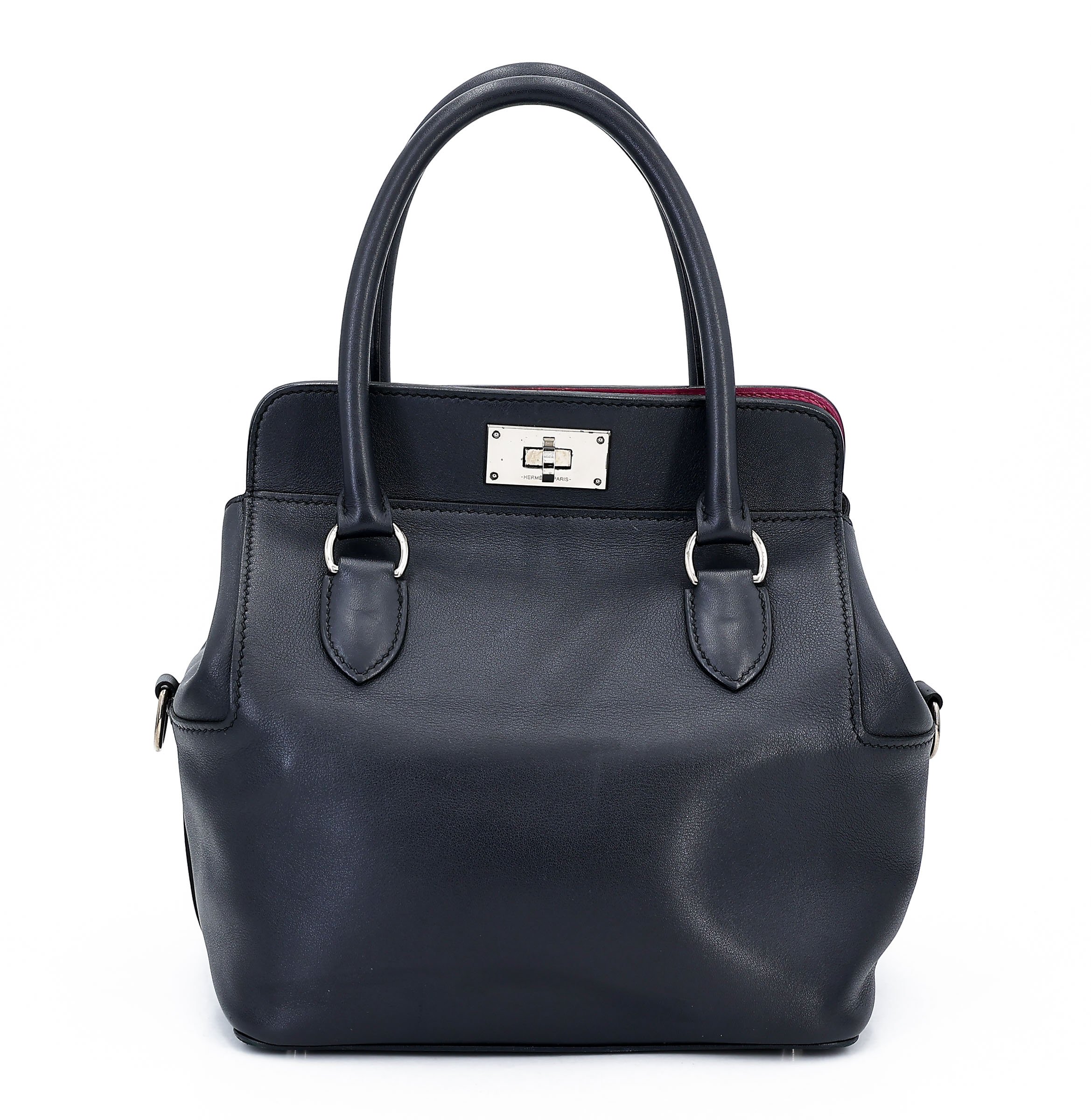 Hermes Very Good ( Rank A)  HERMÈS  Toolbox 20 Bleu Indigo (76) Rose Purple (L3) Swift Palladium hardware C (2018)