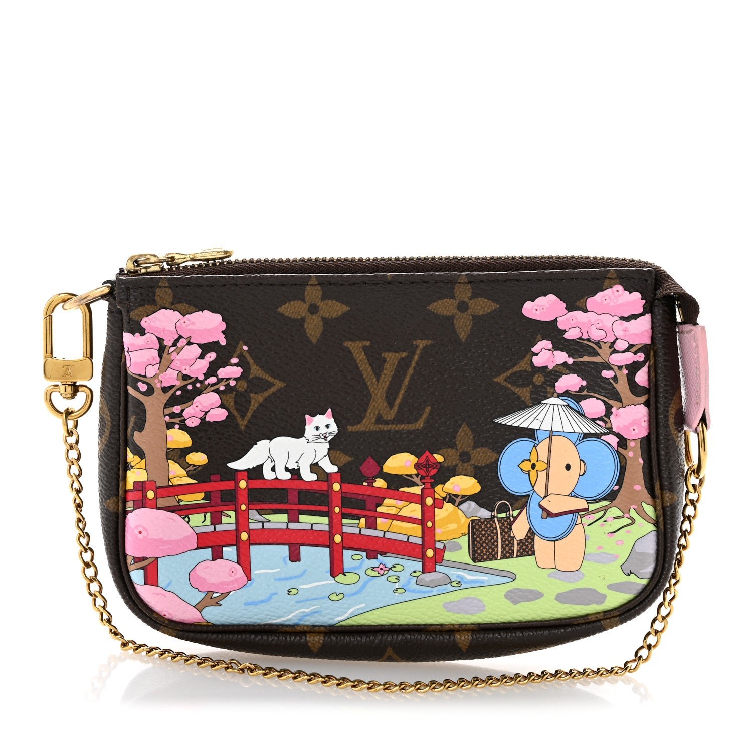 Louis Vuitton Monogram 2021 Christmas Animation Japanese Garden Mini Pochette Accessories Wisteria Pink