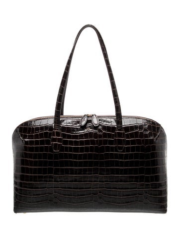 Embossed Leather Croco-Embossed Day Tote