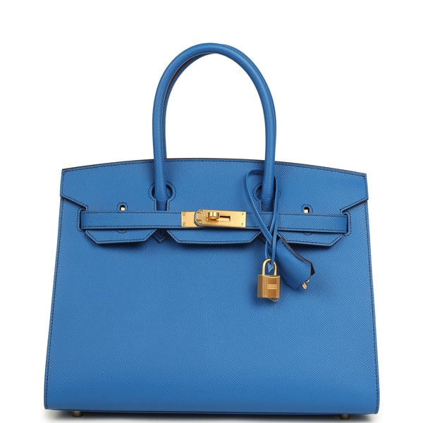 Pre-owned Hermes Special Order (HSS) Birkin Sellier 30 Bleu France Epsom Brushed Gold Hardware