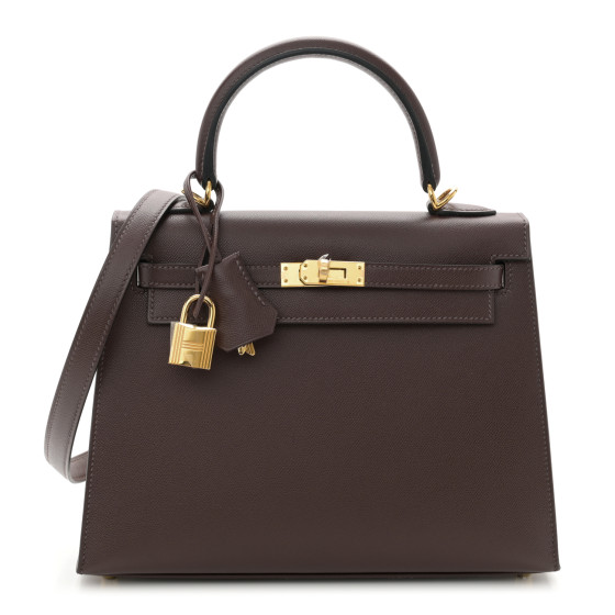 Hermes Madame Calfskin Kelly Sellier 25 Moka