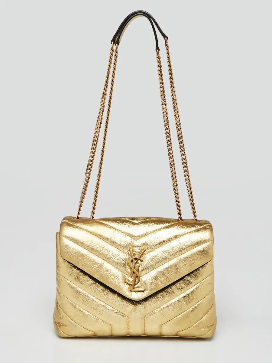 Yves Saint Laurent Gold Quilted Leather Small LouLou Bag