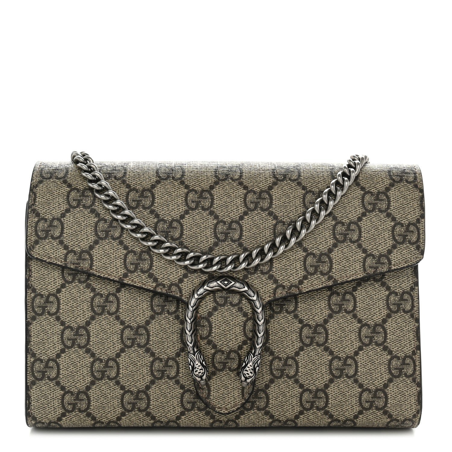 Gucci GG Supreme Monogram Mini Dionysus Chain Wallet Beige Taupe