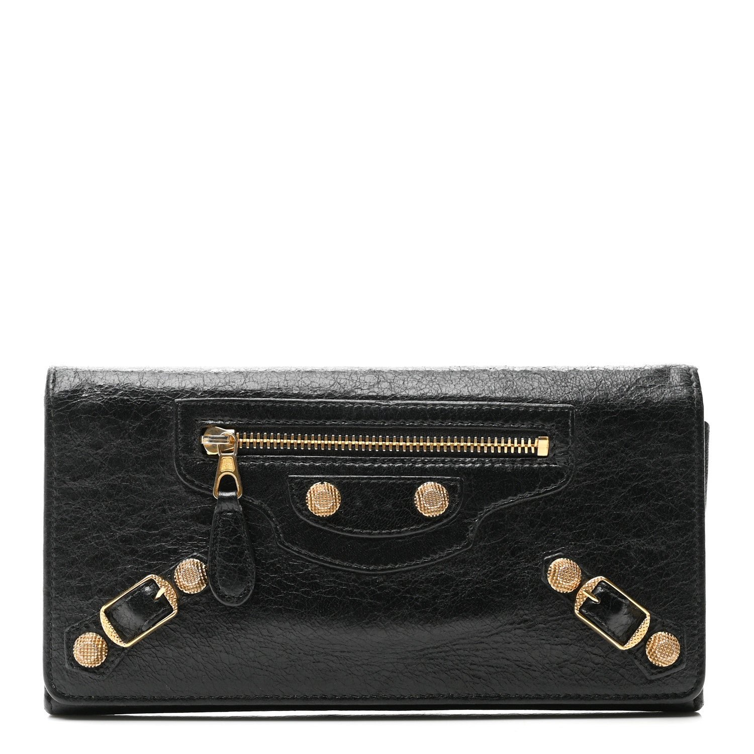 Balenciaga Balenciaga Agneau Giant 12 Gold Hardware Money Wallet Black