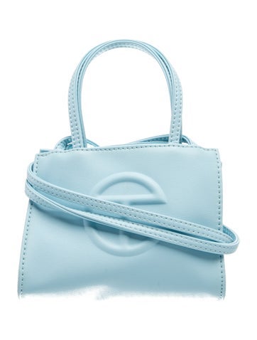 Vegan Leather Pool Blue Shopping Bag.