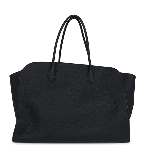 The Row The Row Marlo 17 Tote Bag Black Calfskin Leather Silver Hardware