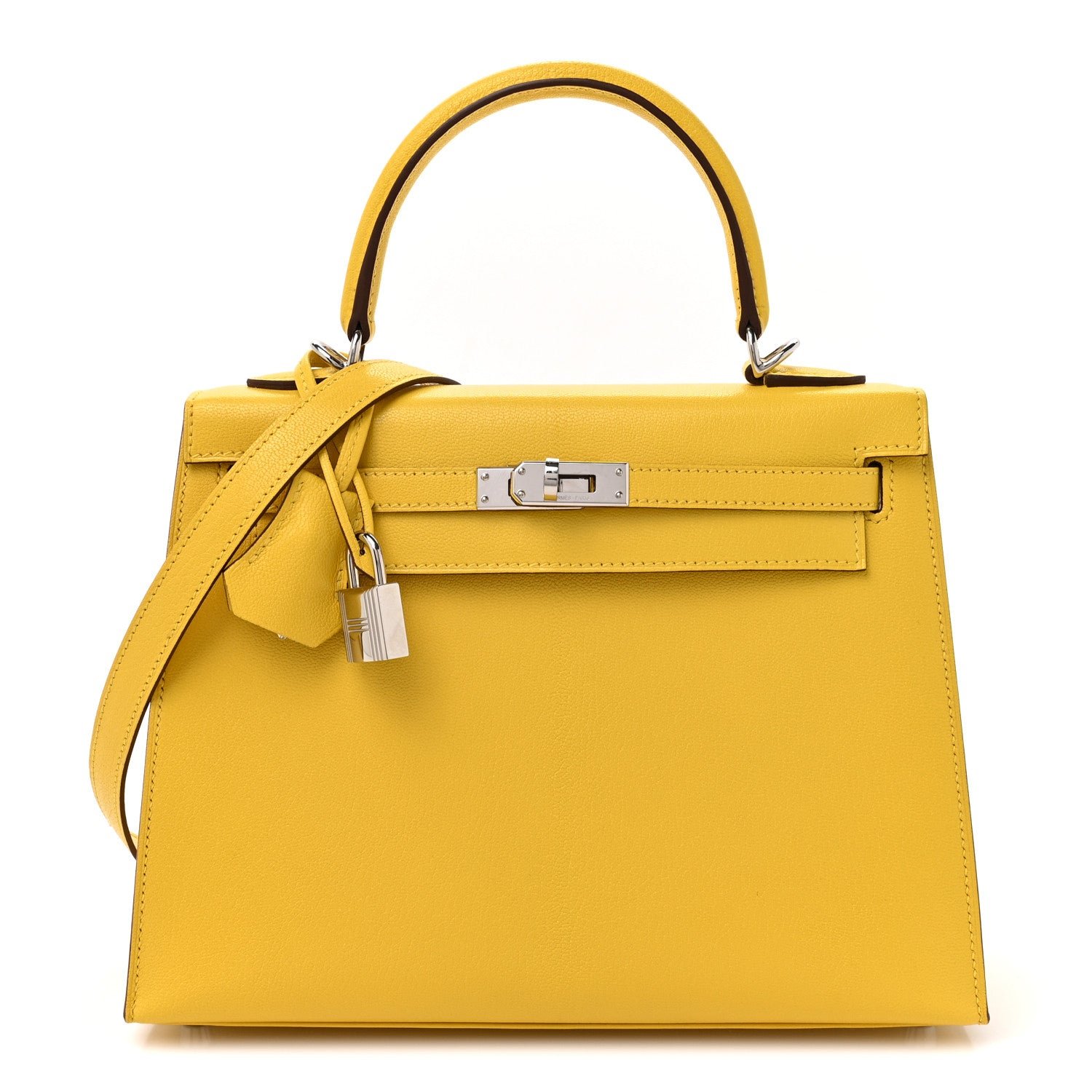 Hermes Chevre Chamkila Kelly Sellier 25  Jaune de Naples