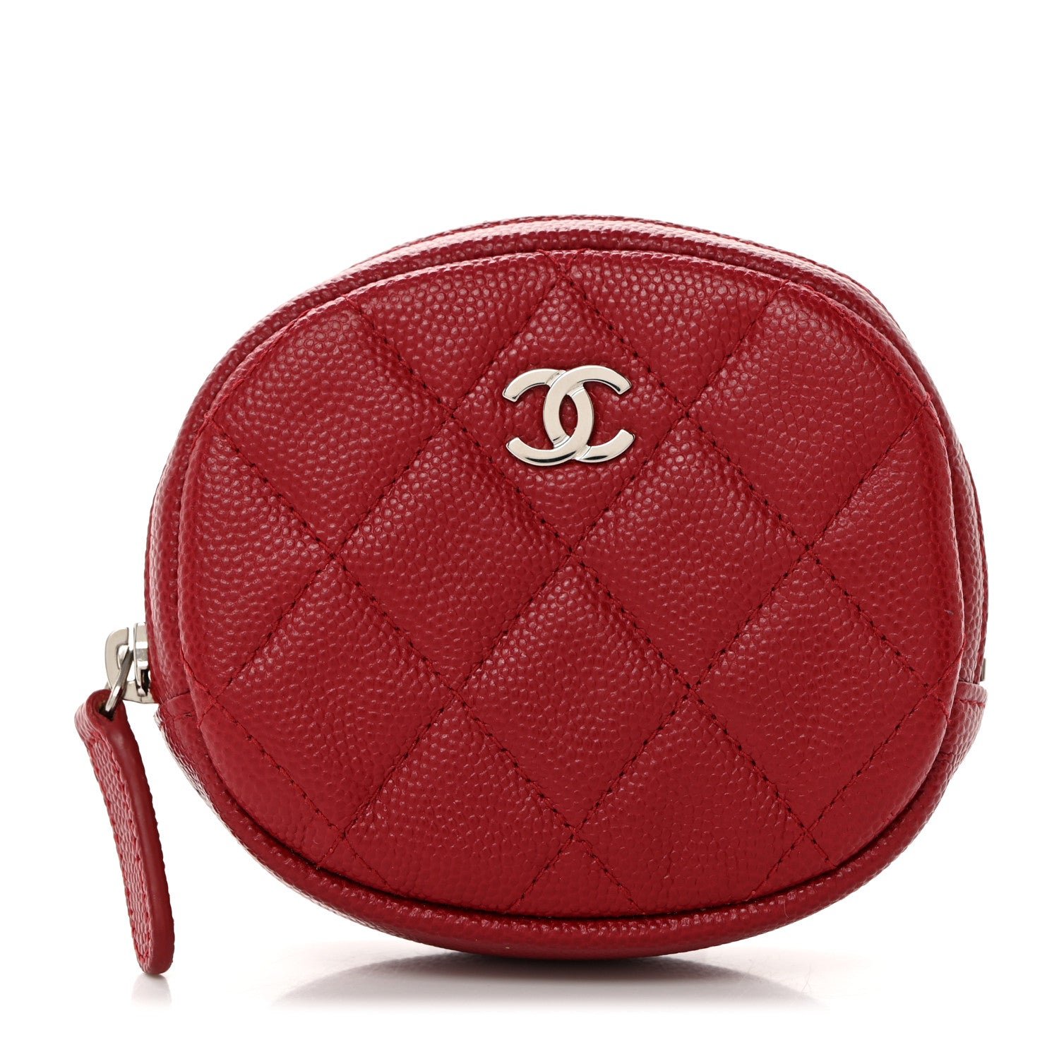Chanel Caviar Quilted Zip Around Classic Coin Purse Red
