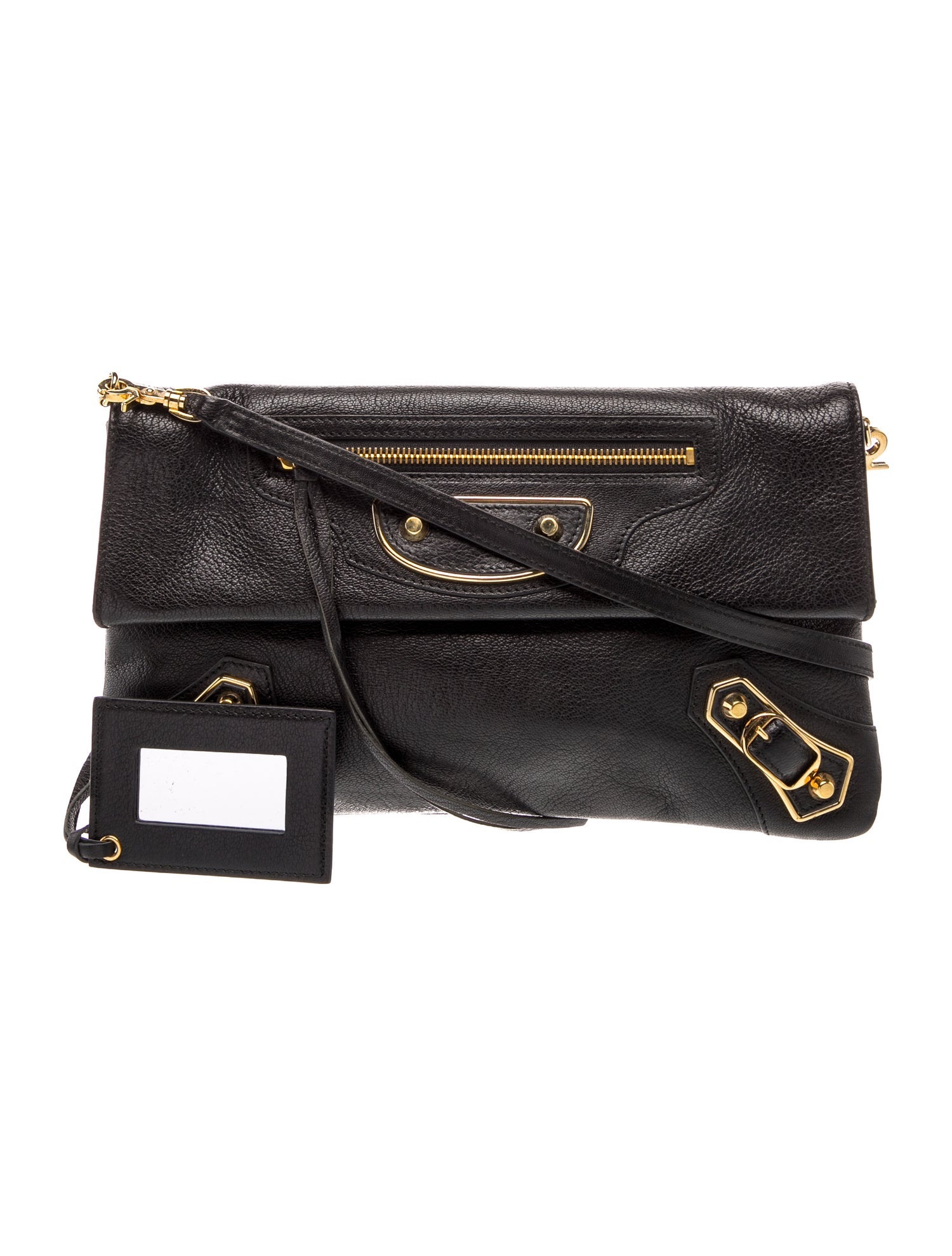Balenciaga Leather Motocross Metallic Edge Envelope Clutch
