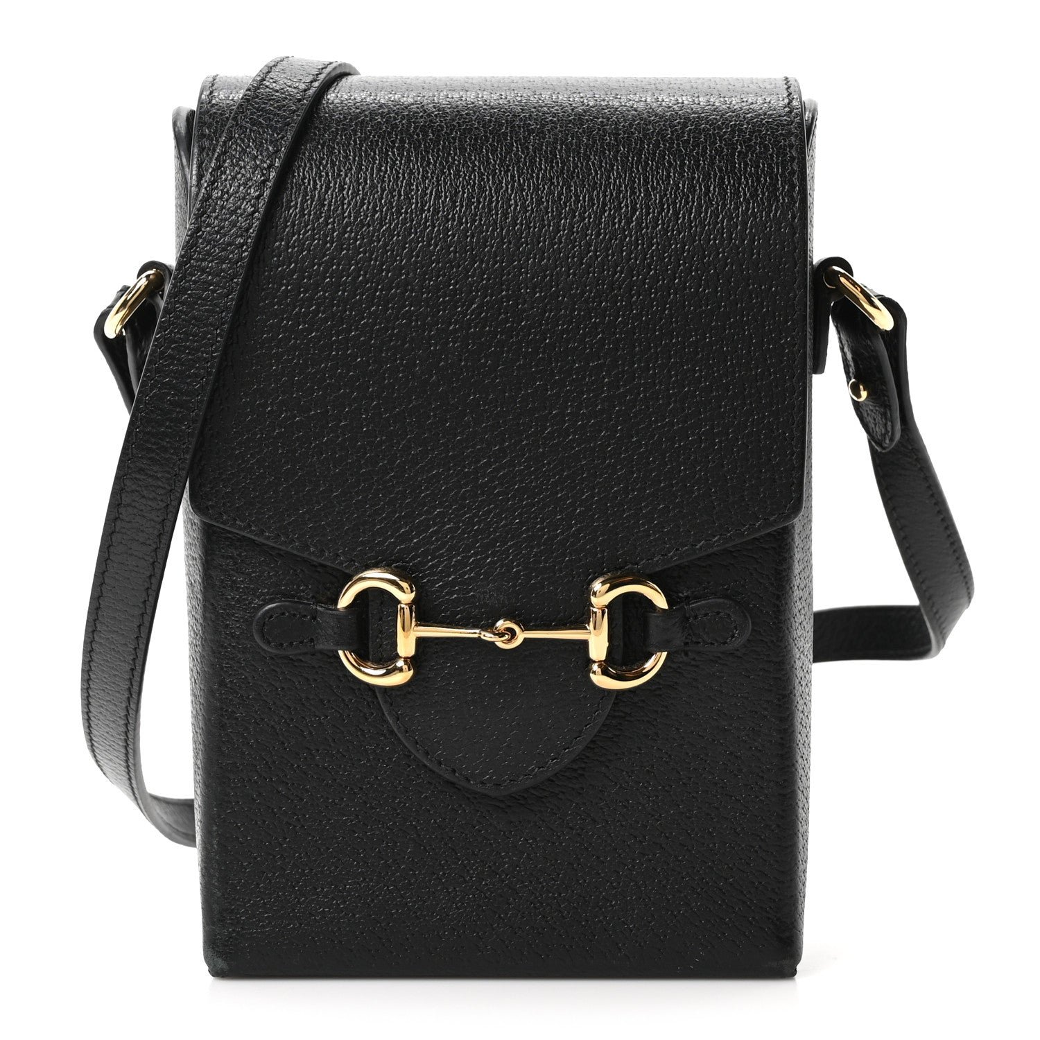 Gucci Dollar Calfskin Vertical Horsebit 1955 Crossbody Bag Black