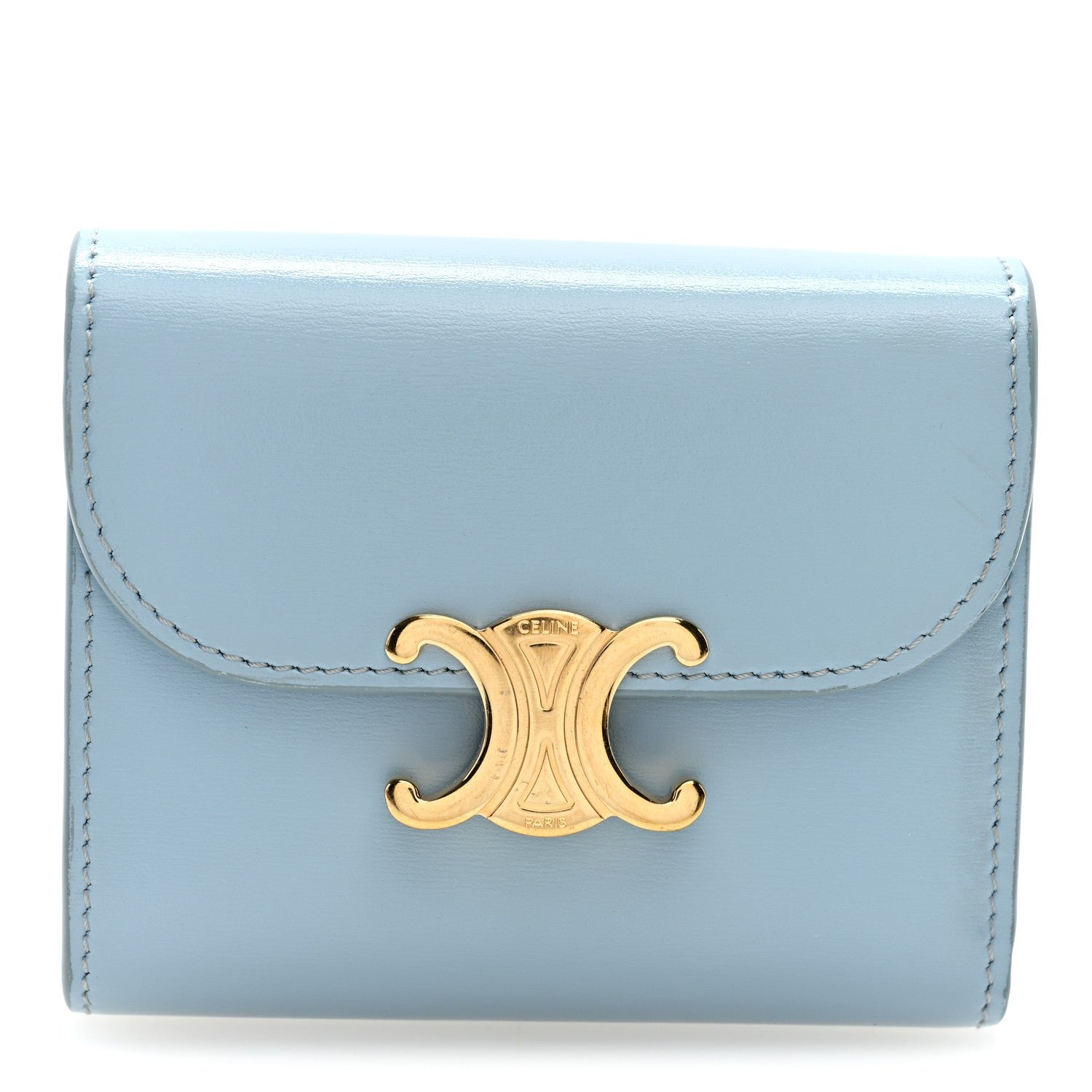 Celine Shiny Calfskin Small Triomphe Wallet California Blue