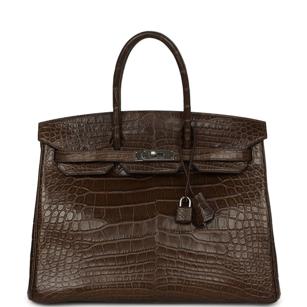 Pre-owned Hermes Birkin 35 Gris Elephant Matte Alligator Palladium Hardware