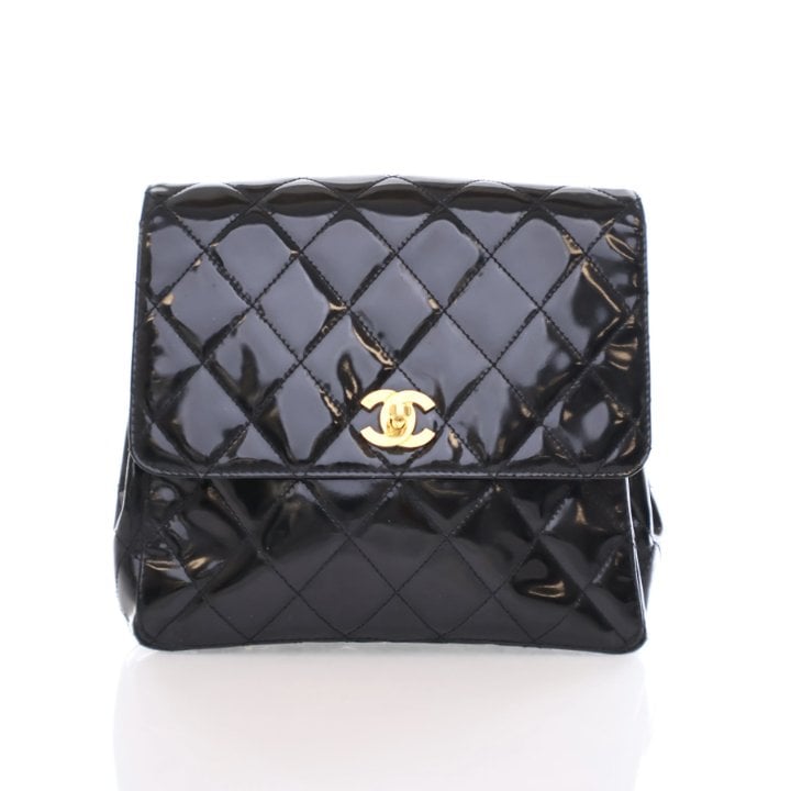 Chanel Vintage Patent Quilted CC Backpack