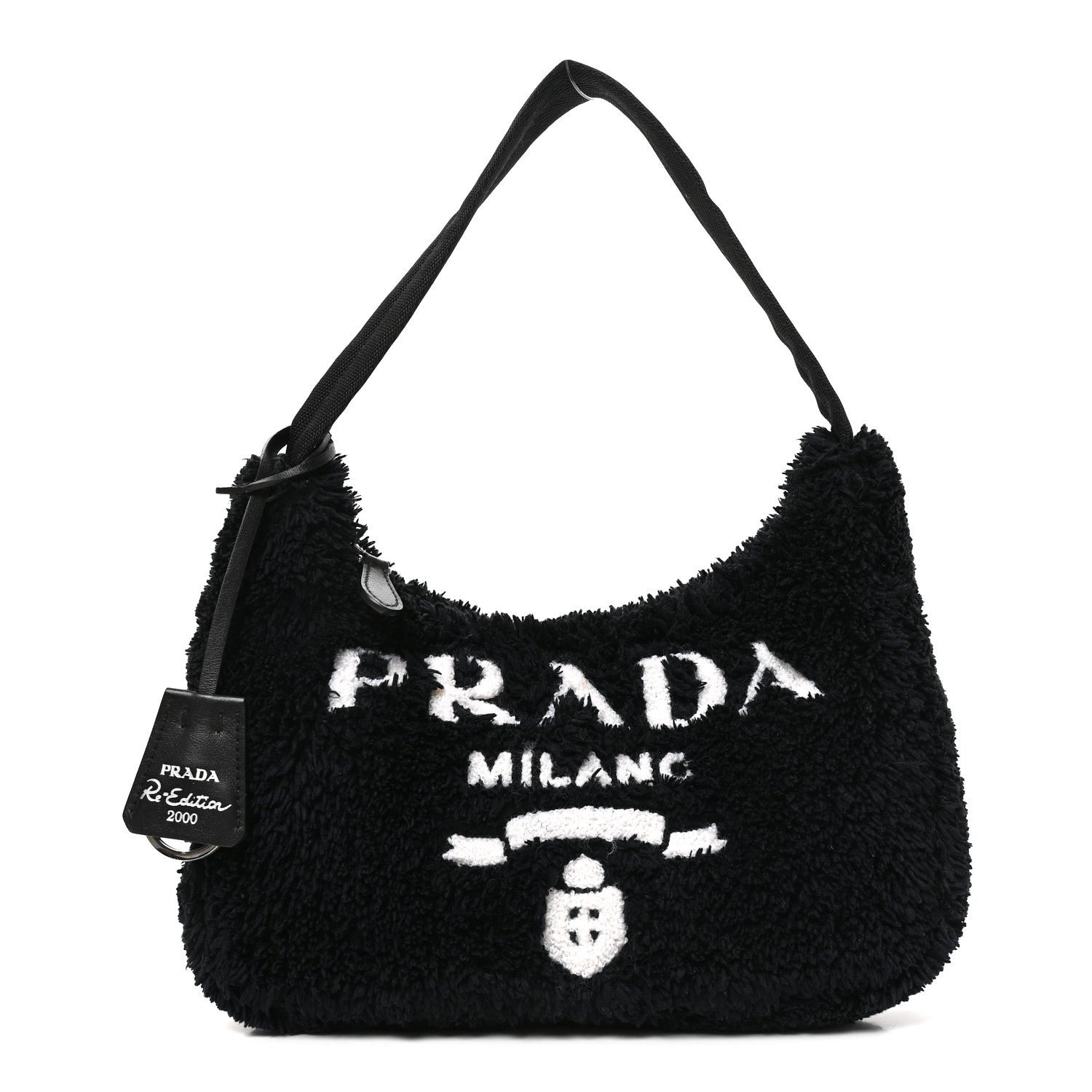 Prada Terry Cloth Mini Re-Edition 2000 Bag Black White Black White