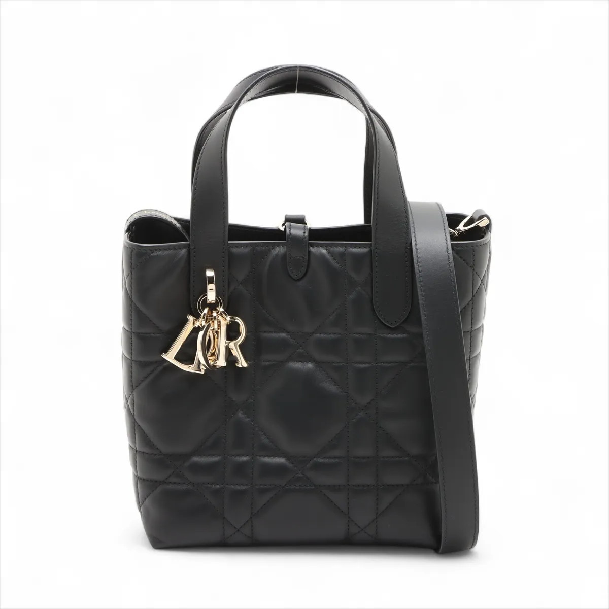 Christian Dior macros Cannage Toujour Small Leather 2 Way Handbag Black Lucky st