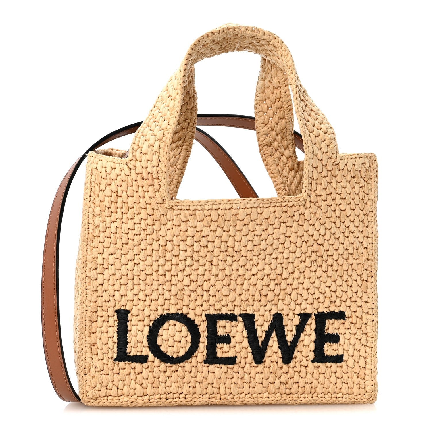 Loewe Raffia Paula's Ibiza Small Font Tote Natural Tan