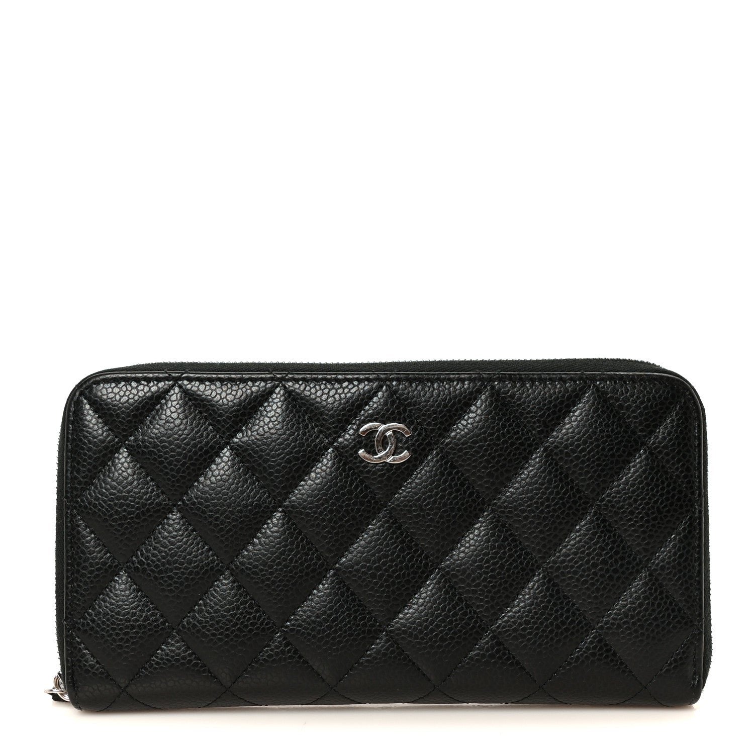 Chanel Caviar Quilted Large Gusset Zip Around Wallet Black