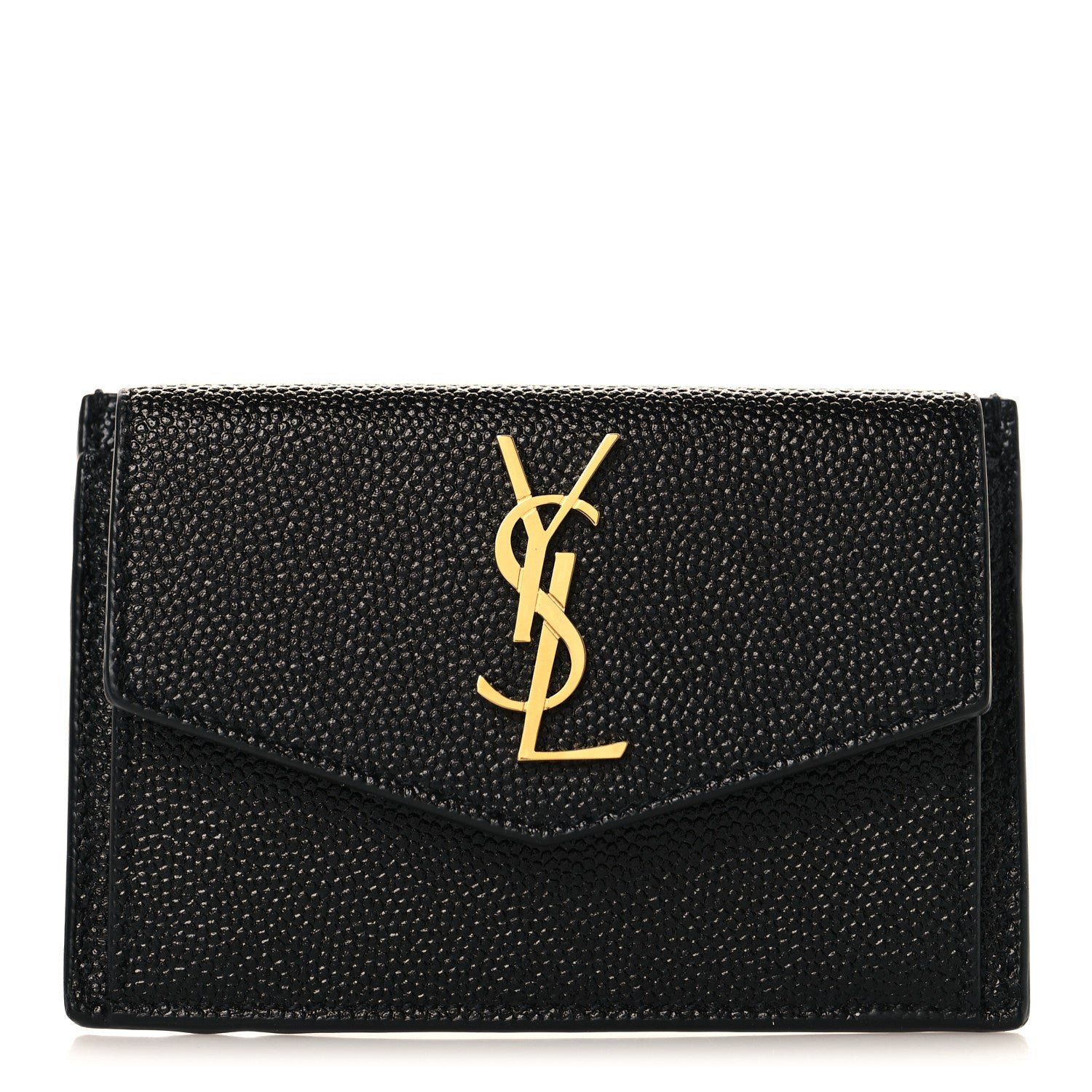 Saint Laurent Grain De Poudre Uptown Monogram Card Case Black