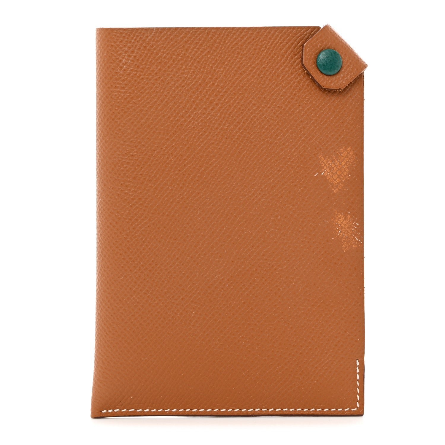 Hermes Epsom Tarmac Dot PM Passport Holder Gold Malachite