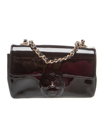 Mini Patent Camellia Flap Bag
