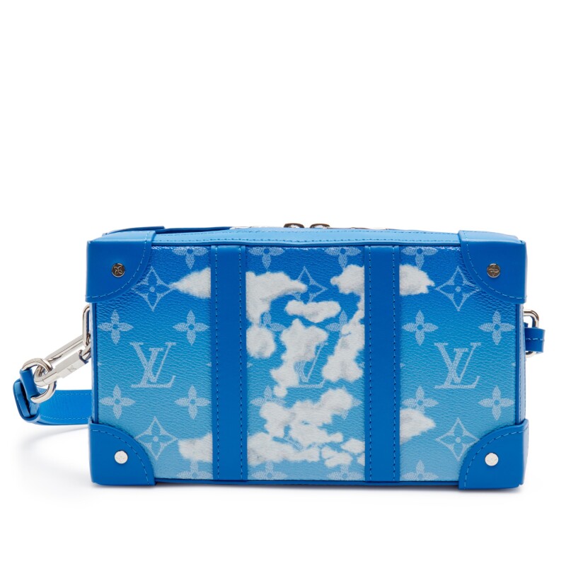 Louis Vuitton Virgil Abloh Blue and White Monogram Clouds Coated Canvas Soft Trunk Wallet Silver Hardware, 2020