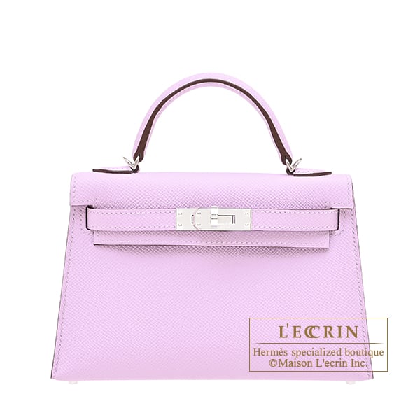 Hermes Kelly bag mini Sellier Guimauve Epsom leather Silver hardware