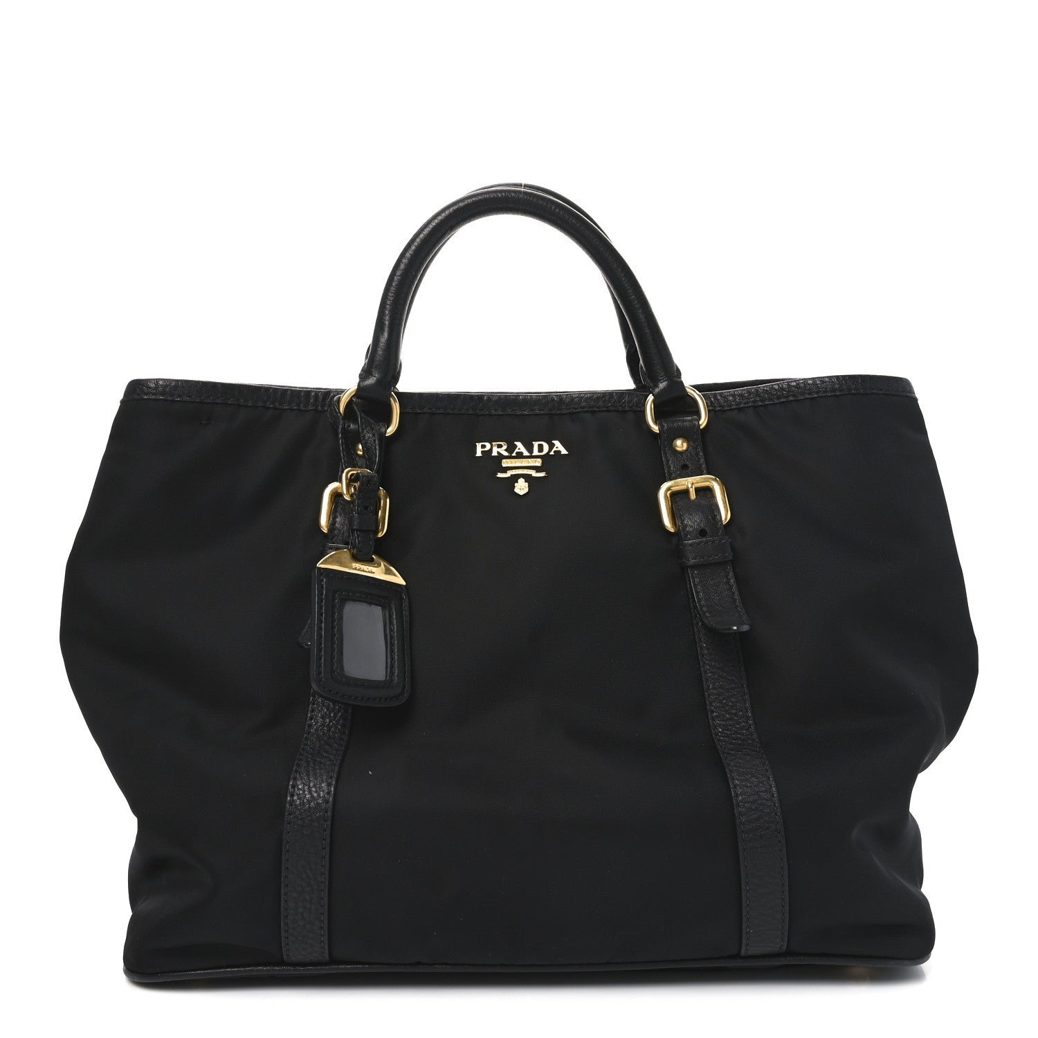 Prada Tessuto Nylon Soft Calf Small Tote Black