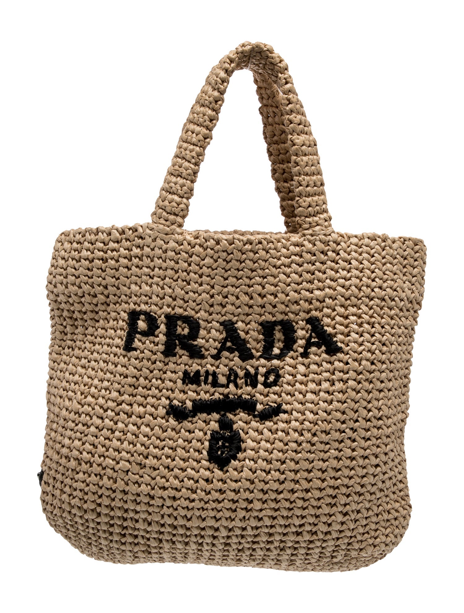 Enameled Metal Triangle Raffia Grass Crochet Tote