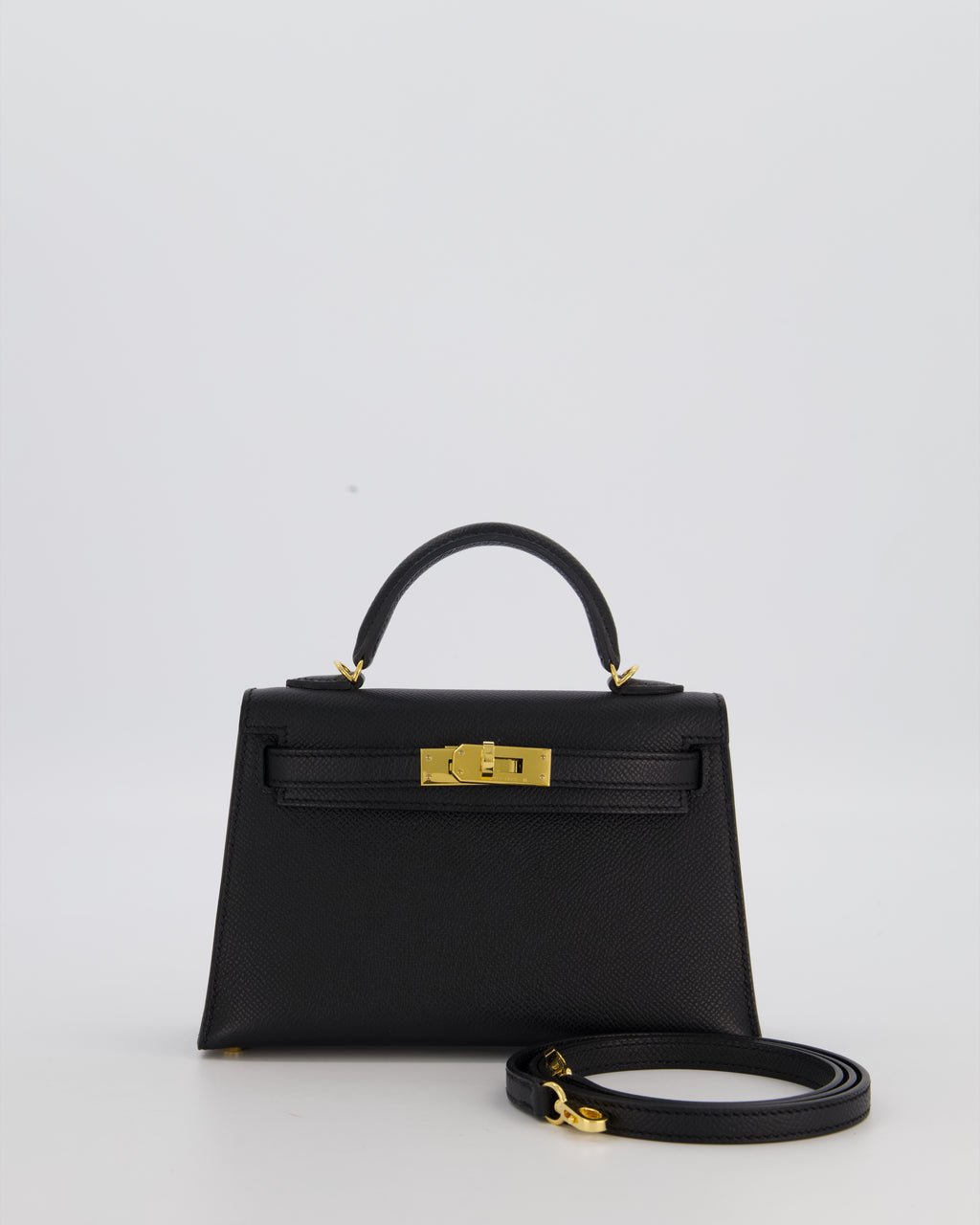 Hermes Hermès Mini Kelly II Sellier Bag Black Epsom Leather with Gold Hardware
