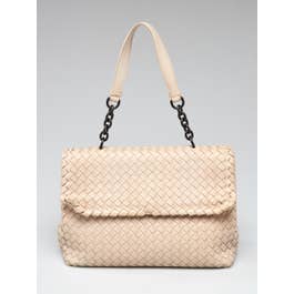 Bottega Veneta Bottega Veneta White Intrecciato Woven Nappa Leather Olimpia Bag	
