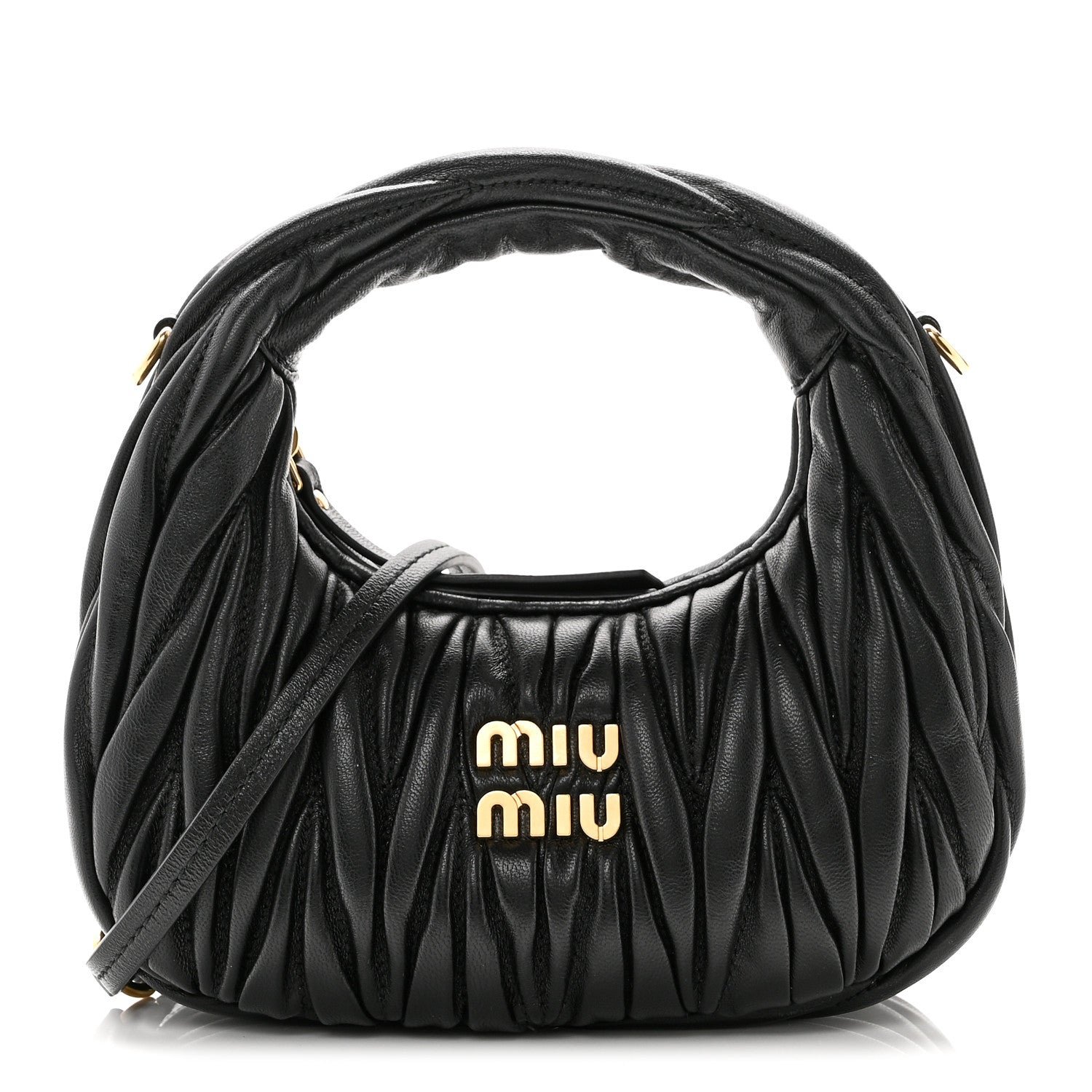 Miu Miu Miu Miu Nappa Matelasse Mini Wander Hobo Black