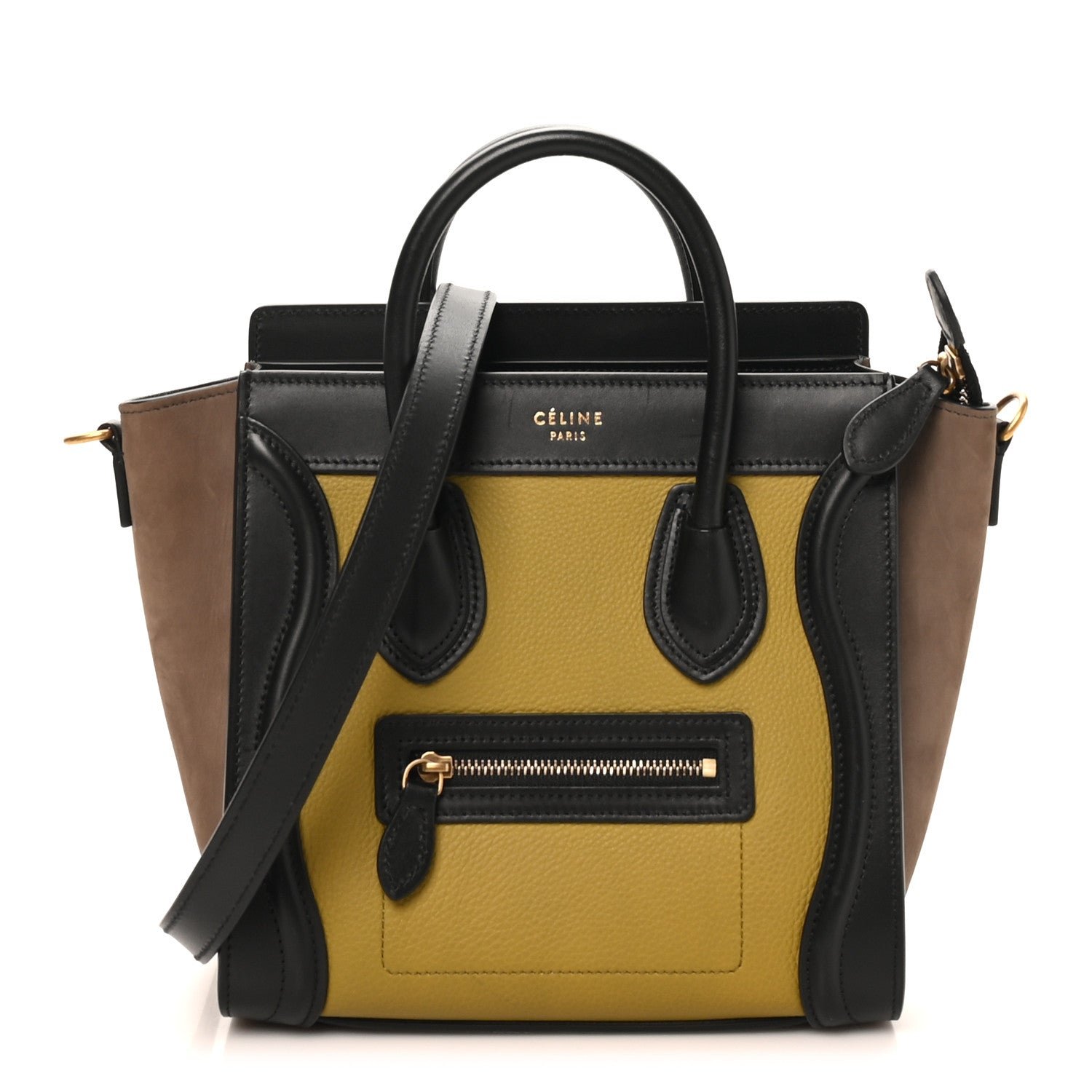 Celine Baby Grained Calfskin Nubuck Nano Tri-Color Luggage Olive