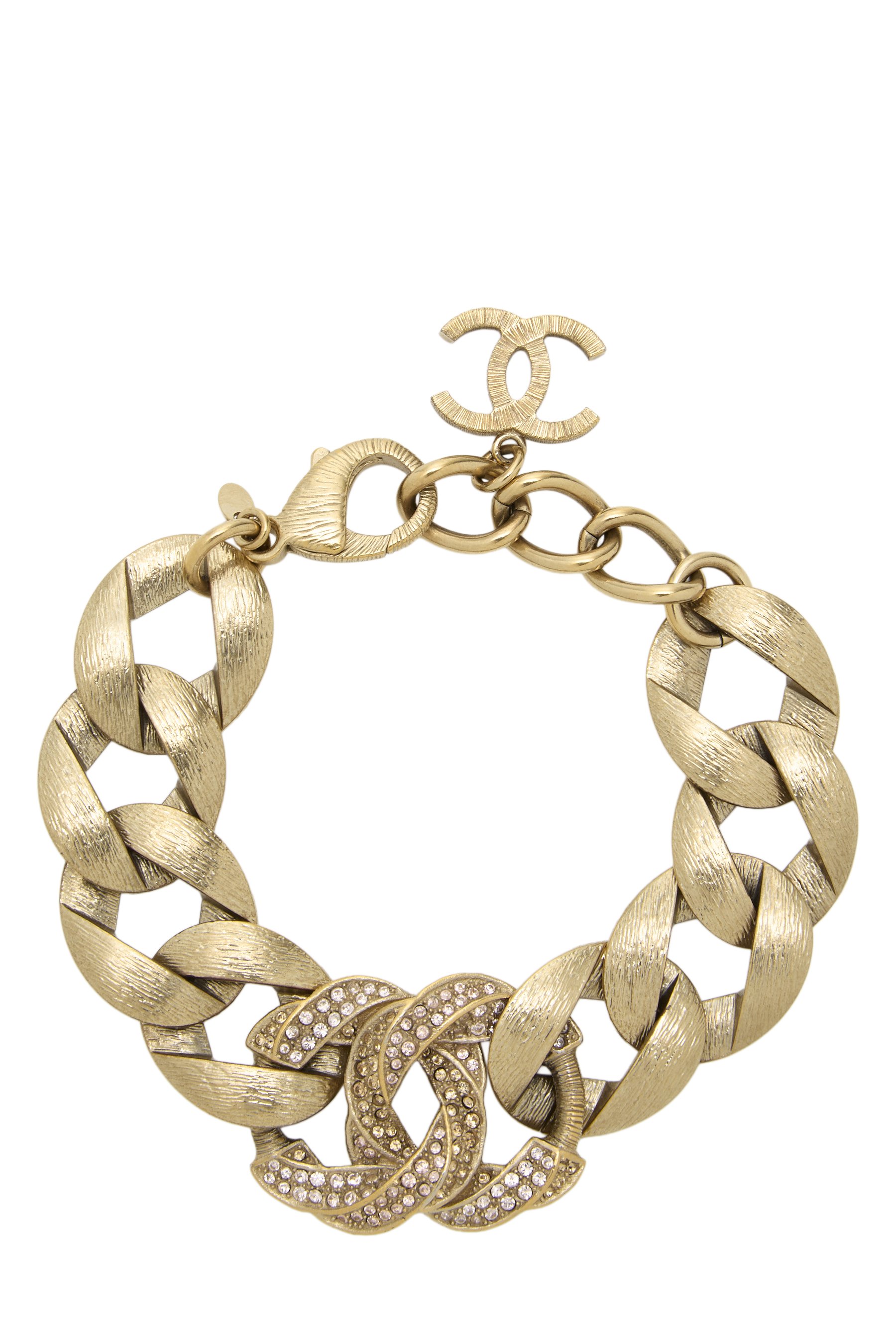 Gold Crystal 'CC' Bracelet