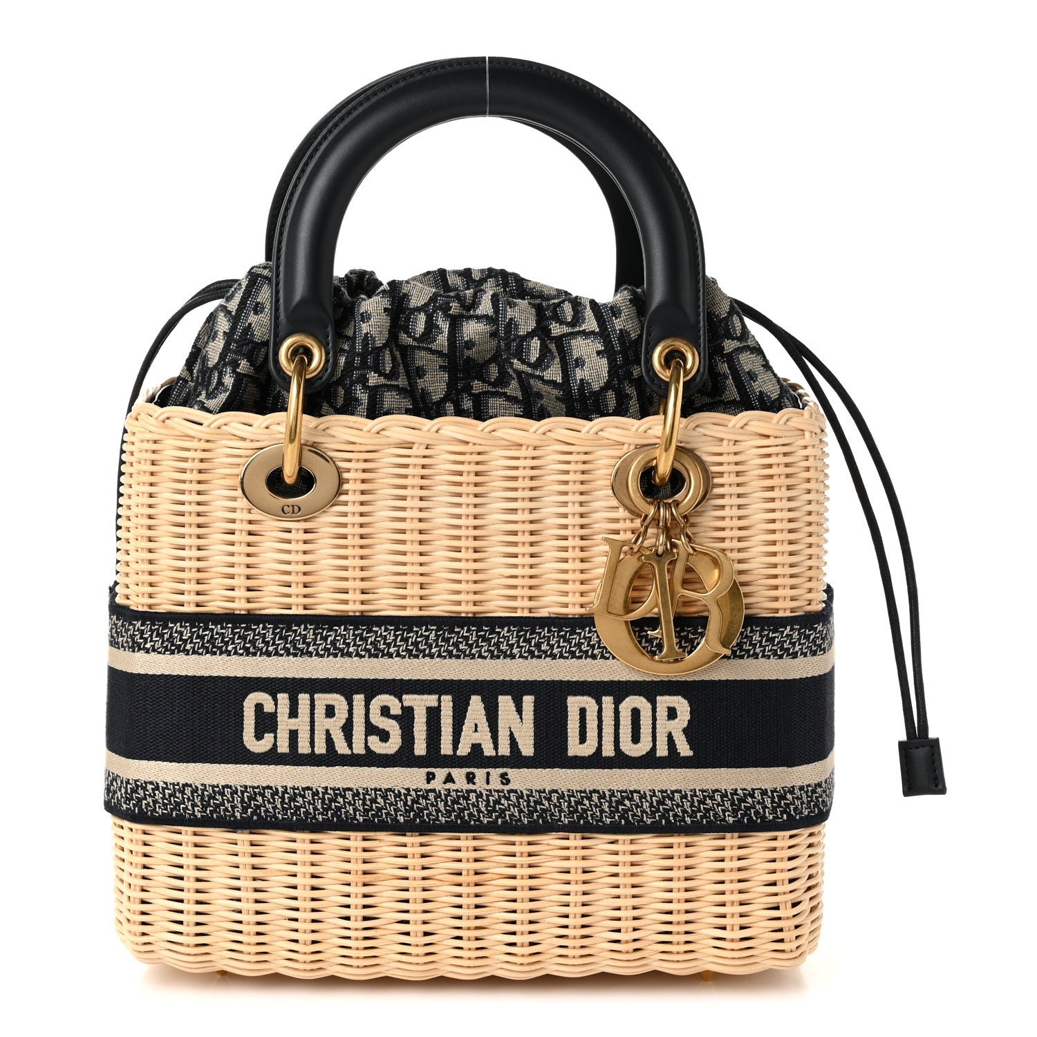 Christian Dior Wicker Oblique Medium Lady Dior Bag Blue