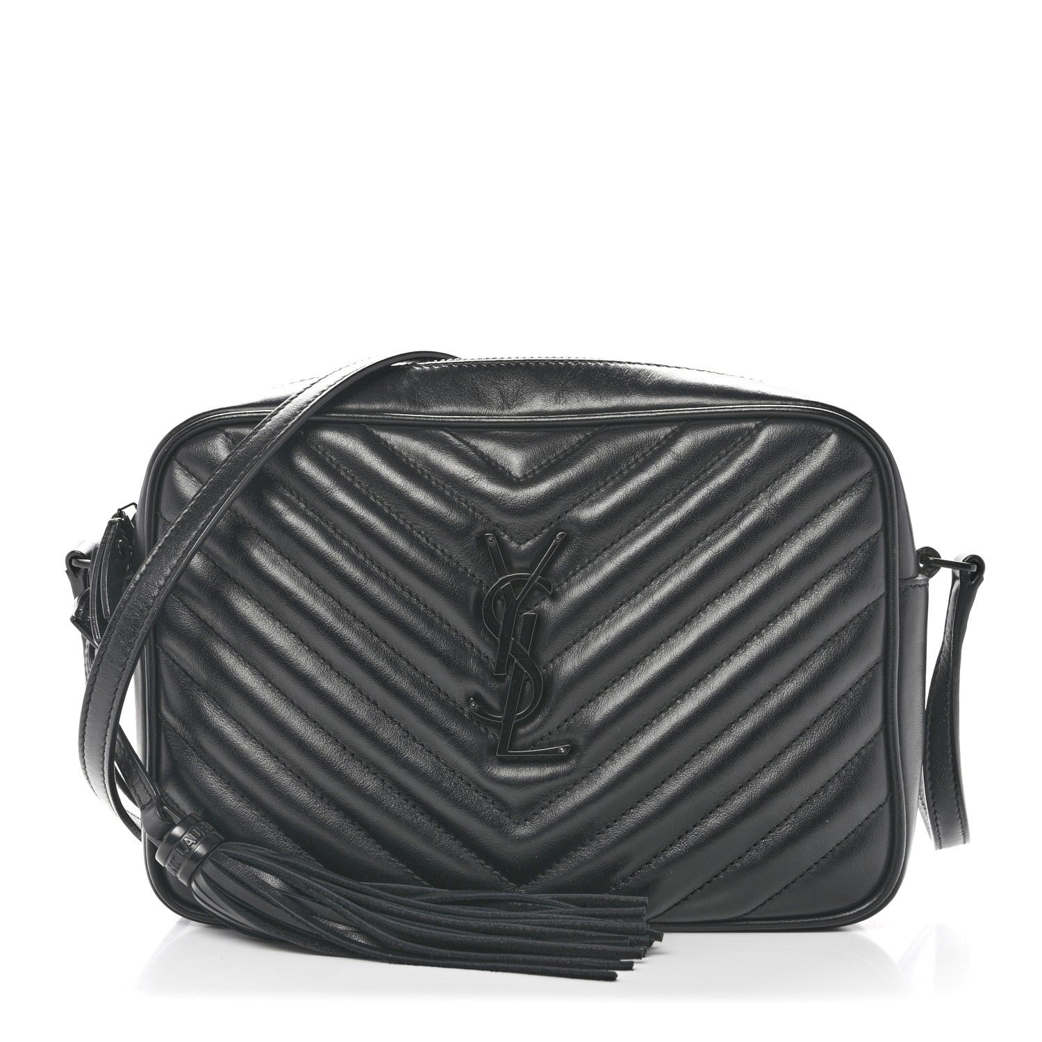 Saint Laurent Calfskin Matelasse Monogram Monochrome Lou Camera Bag Black