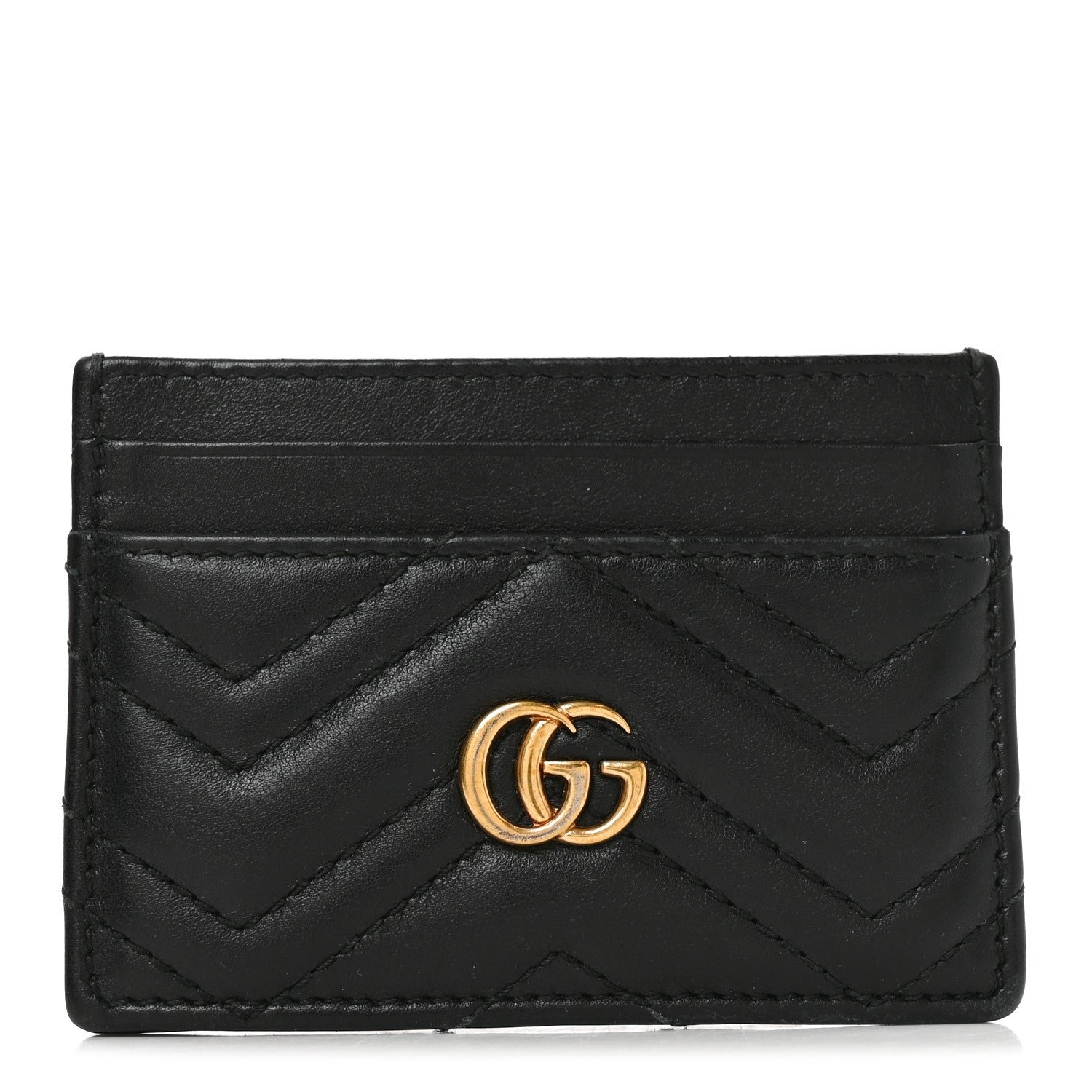 Calfskin Matelasse GG Marmont Card Holder Black