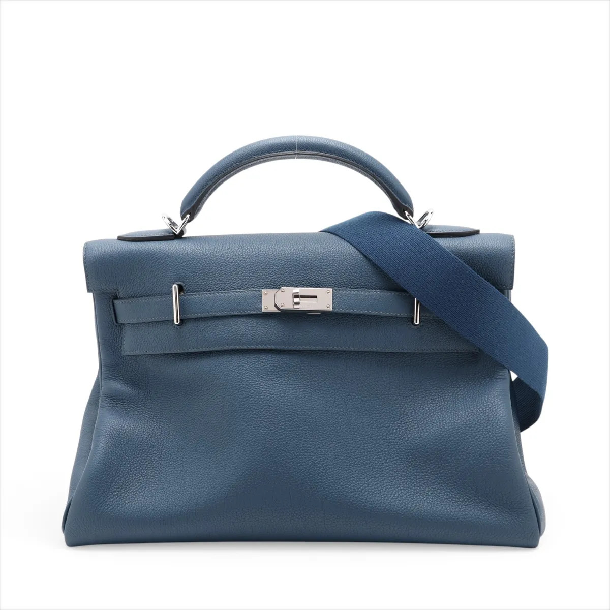 Hermès Kelly42 Maxi Le Tournay Togo BLUE DE PLUS Silver Metal Fittings
