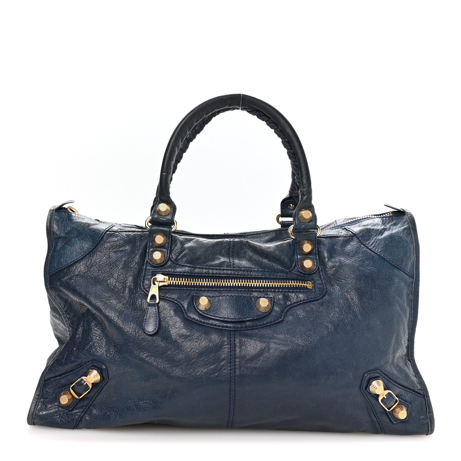Balenciaga Agneau Giant 12 Gold Hardware Work Bleu Mineral