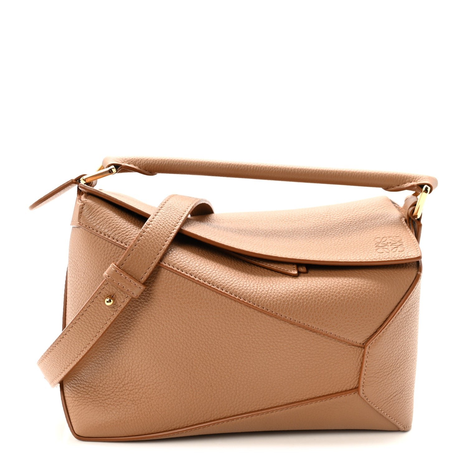 Loewe Grained Calfskin Small Puzzle Edge Bag Toffee