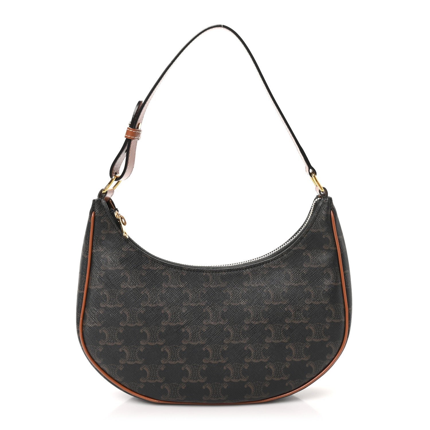 Celine Triomphe Canvas Calfskin Ava Shoulder Bag Tan