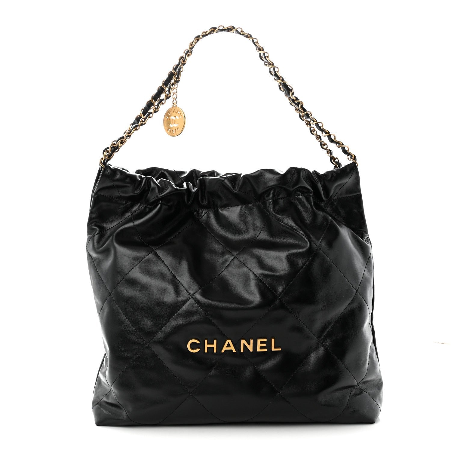 Chanel Shiny Calfskin Quilted Chanel 22 Black