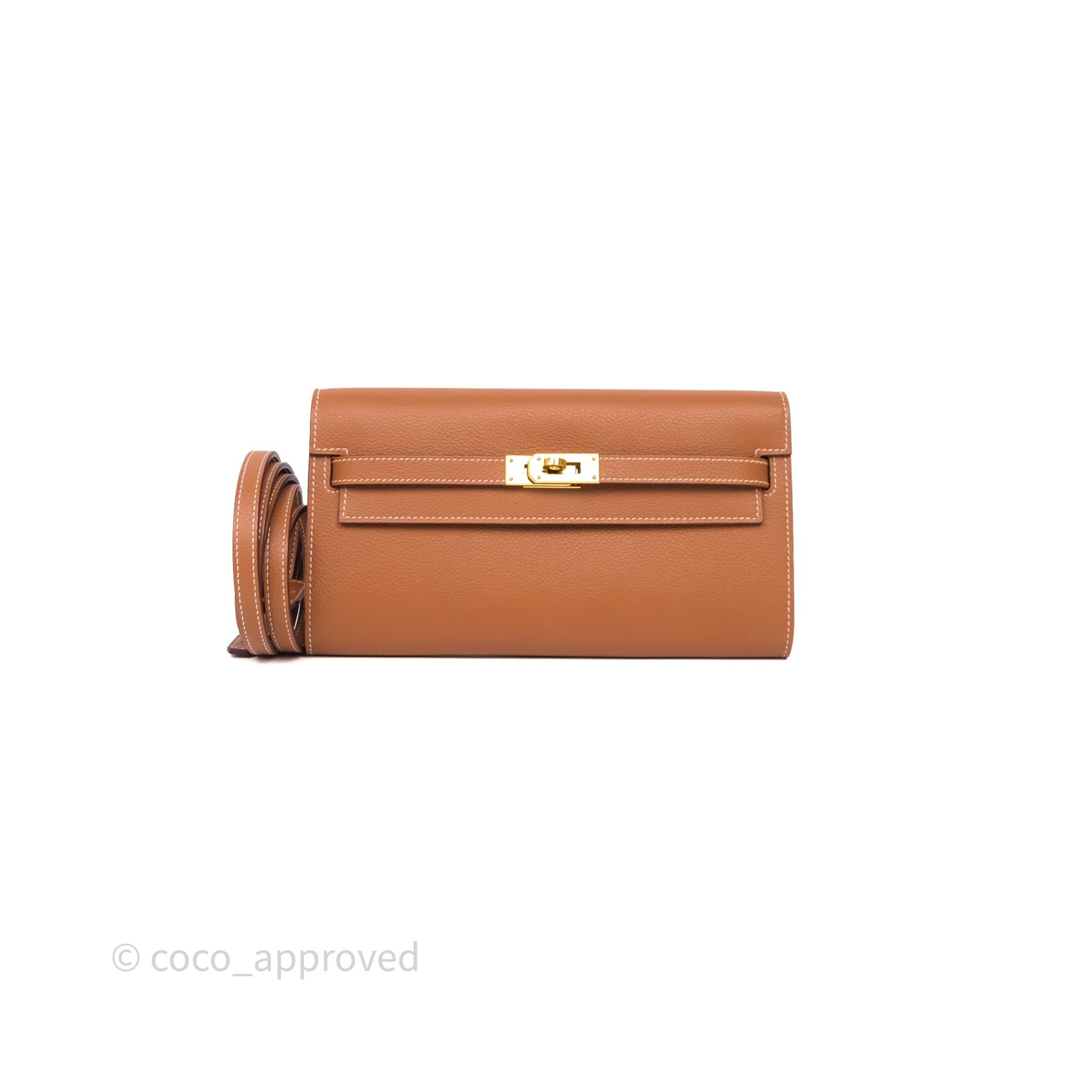 Hermès Kelly To Go Wallet Gold Evercolor Gold Hardware