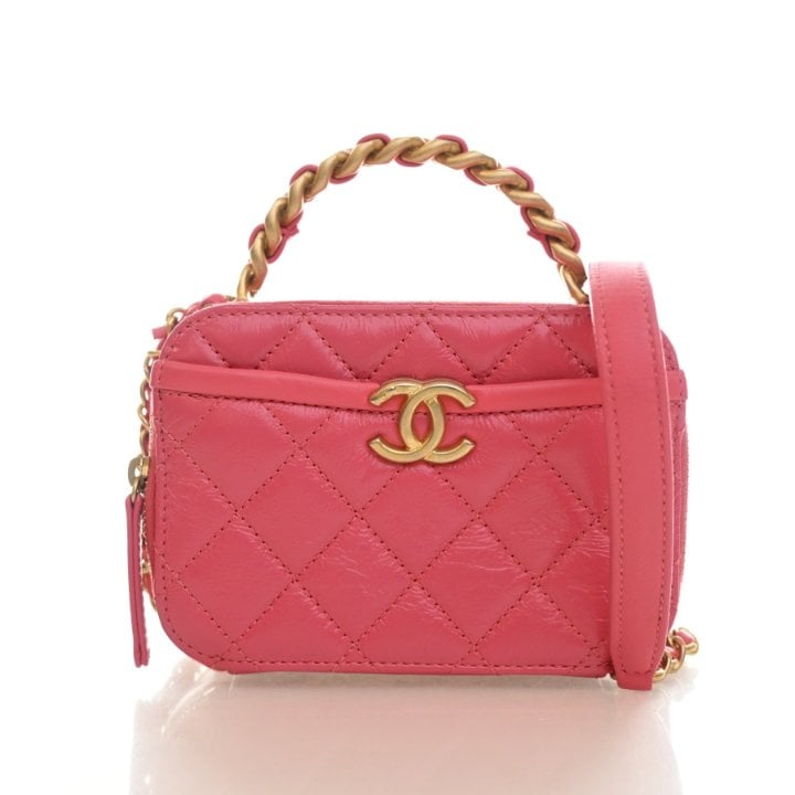 Chanel Mini Glazed Calfskin Get Round Vanity Top Handle Bag
