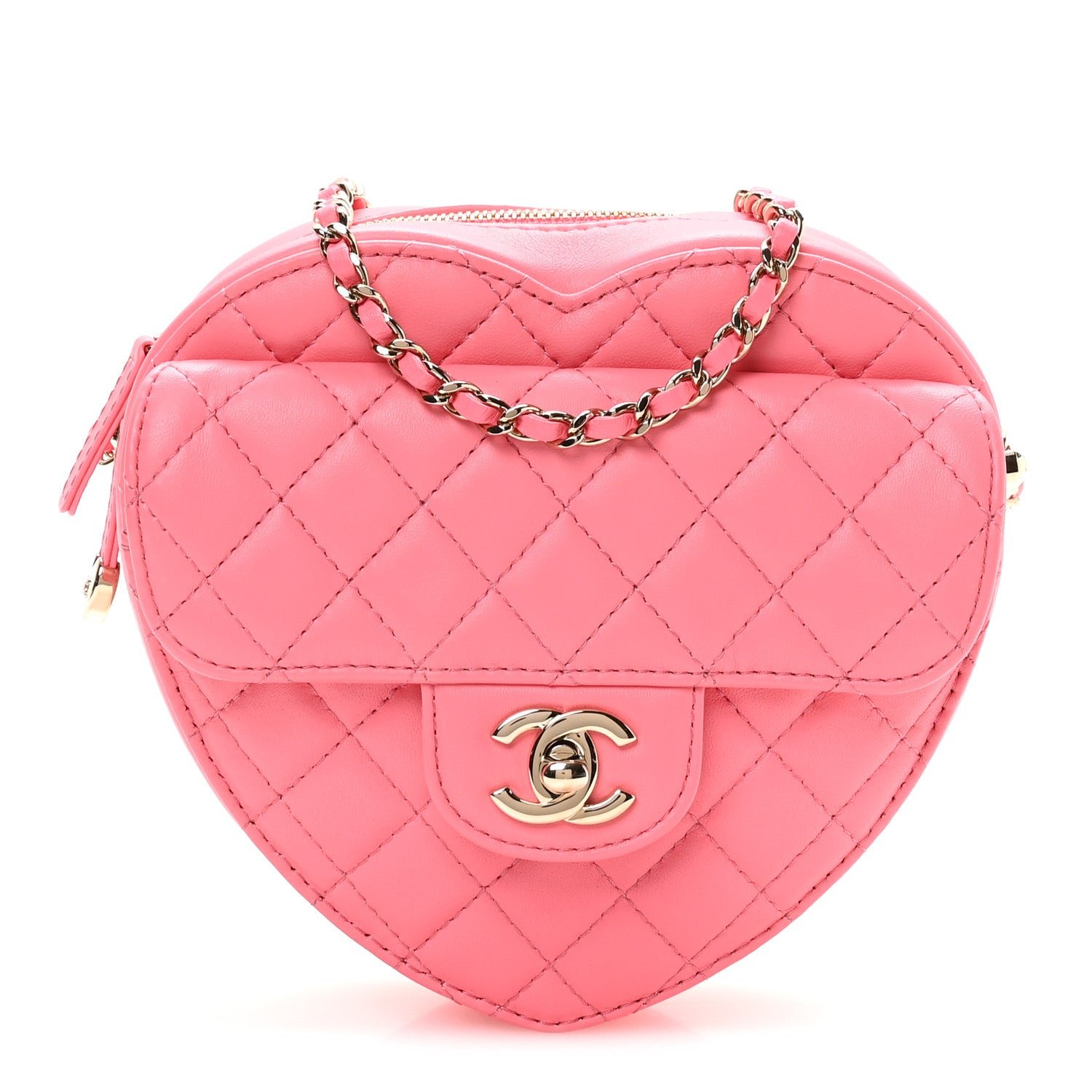 Chanel Lambskin Quilted CC In Love Heart Bag Pink